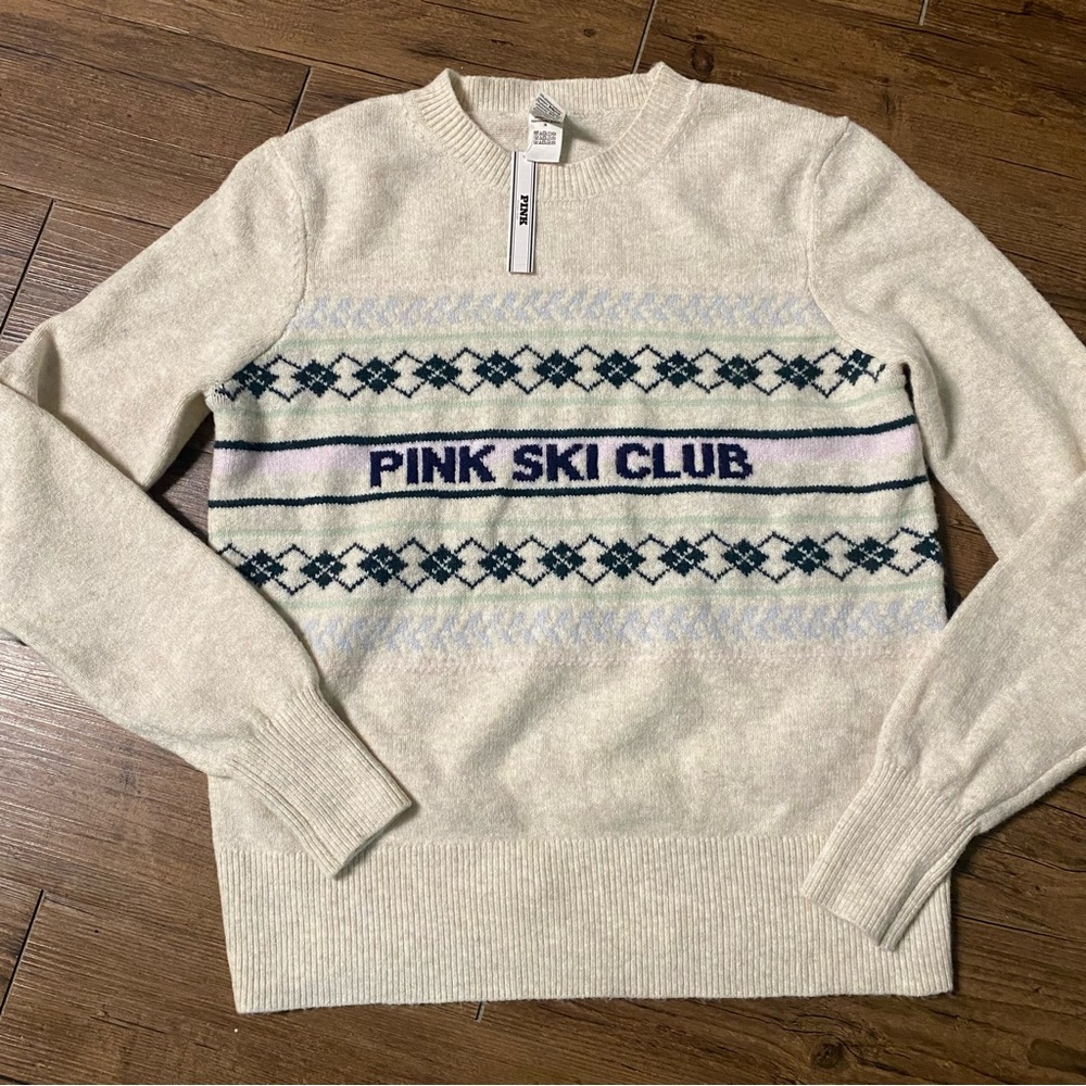 PINK Victoria's Secret Cream and Light Pink Striped Knit Sweater - Picture 4 of 6